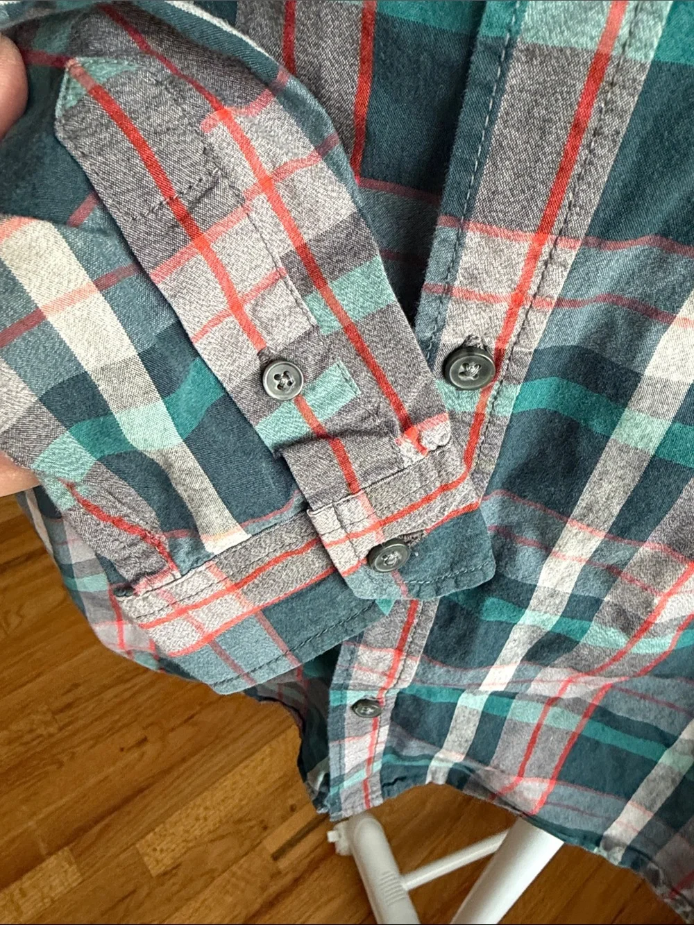 Old Navy Boy's Green Plaid Button-Down Shirt